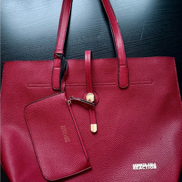 Kenneth Cole Reaction Handbags - Kenneth Cole Reaction Red Pebbled Tote Bag w Pouch Work Travel
